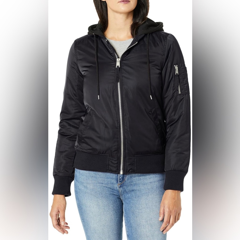 Levi's Women's Flight Satin Bomber with Jersey Hood